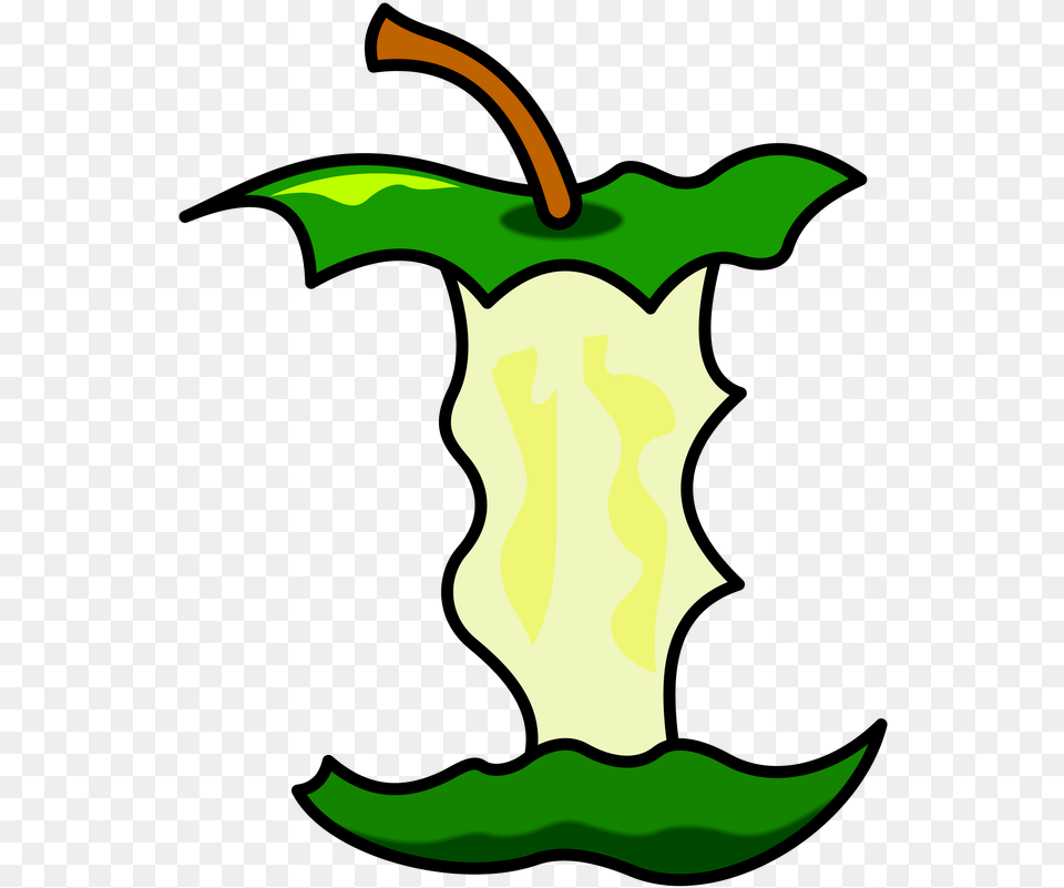 Transparent Apple Apple Core, Green, Leaf, Plant, Food Free Png Download