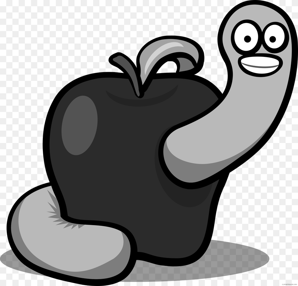 Transparent Apple Clipart Black And White Cartoon Worm In An Apple Png Image