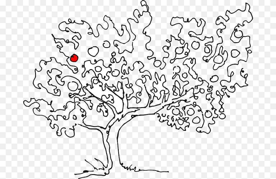 Transparent Apple Tree Apple Tree Line Drawing, Plant, Vegetation, Art, Pattern Free Png Download