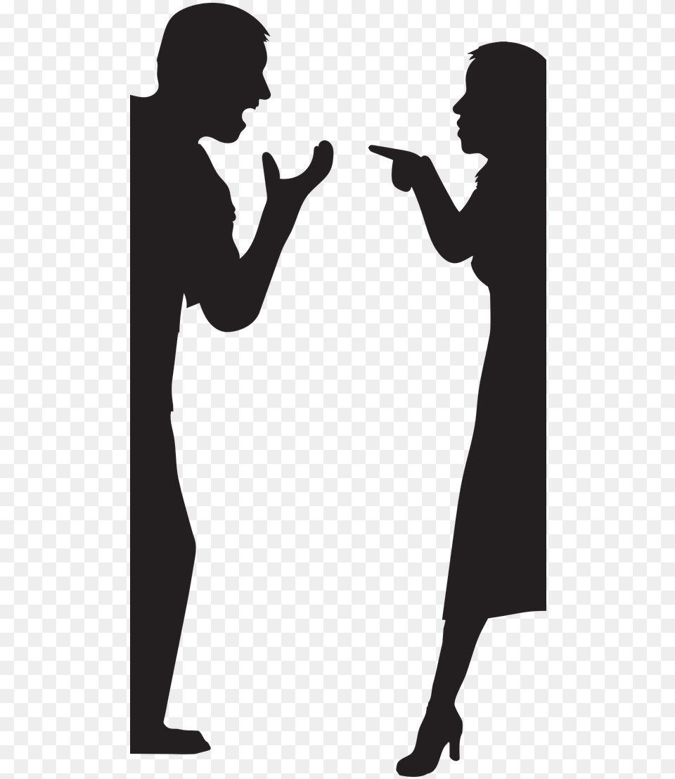 Transparent Arguing Cartoon Couple Arguing, Silhouette, Clothing, Long Sleeve, Sleeve Free Png Download