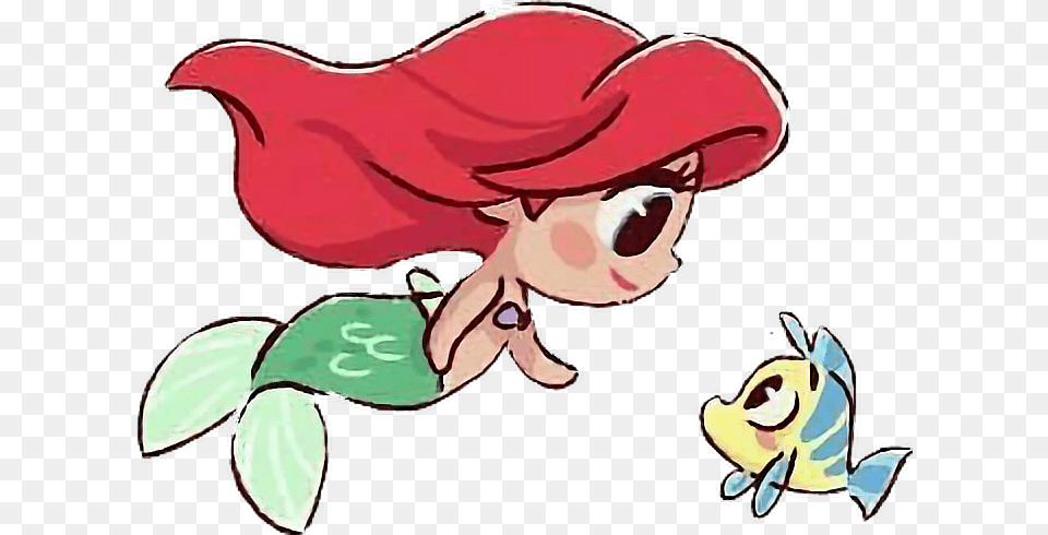 Transparent Ariel And Flounder Clipart Cute Ariel Cartoon, Baby, Person Png Image