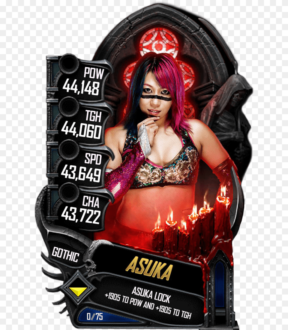 Transparent Asuka Wwe Wwe Supercard Roman Reigns Gothic, Advertisement, Poster, Adult, Person Png Image