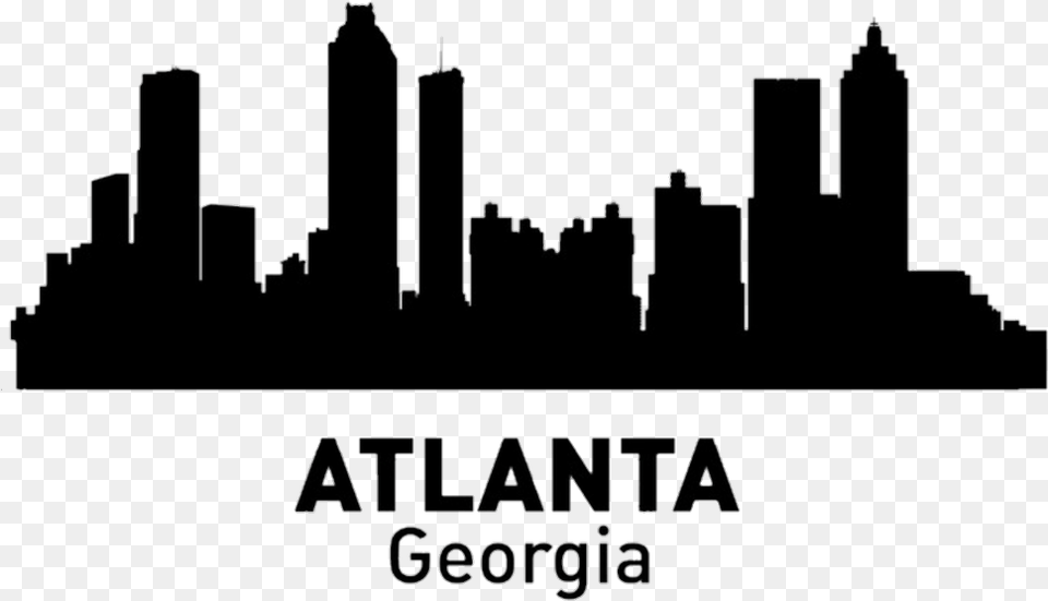 Transparent Atlanta Silhouette Atlanta Skyline Black And White, City, Architecture, Building, Factory Png