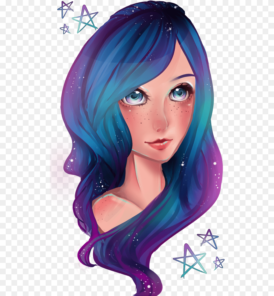 Transparent Baby Hair Female Anime Purple And Blue Hair, Publication, Book, Comics, Adult Png