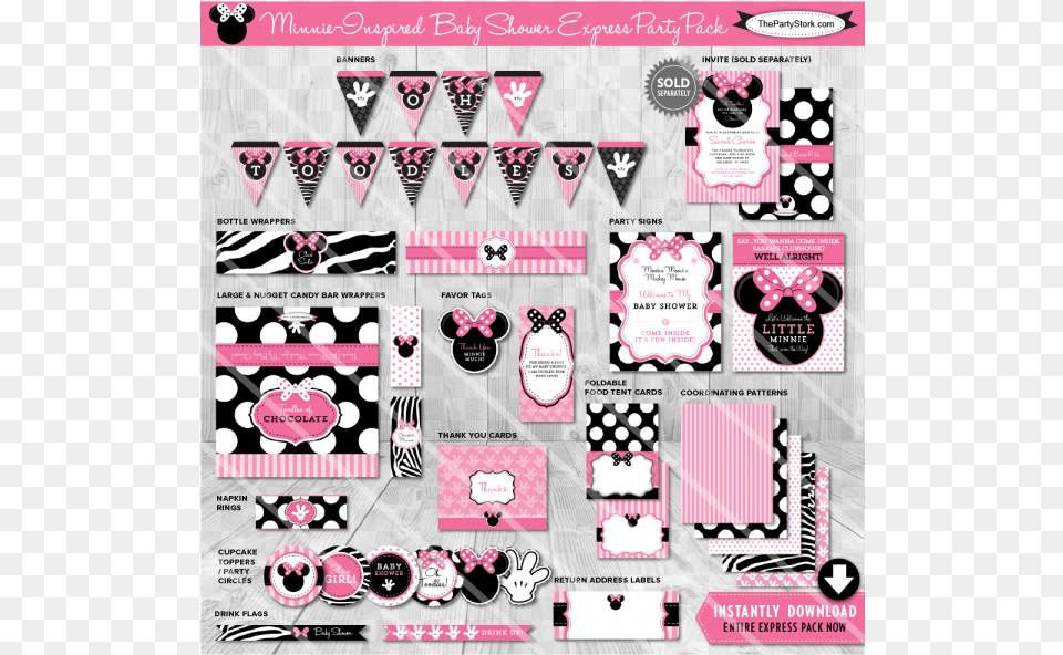 Transparent Baby Minnie Mouse Baby Shower Decorations Minnie Mouse, Advertisement, Poster, Pattern, People Png Image