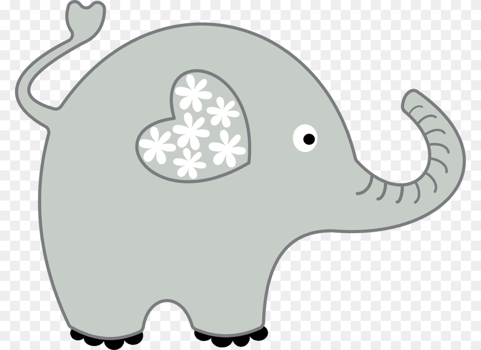 Baby Shower Elephant Elephant With Heart Ear, Applique, Pattern, Animal, Mammal Free Transparent Png