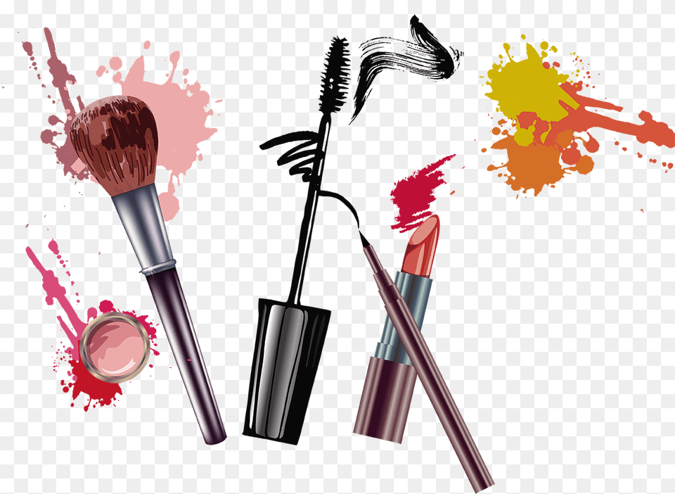 Transparent Background Beauty Make Up Tools, Cosmetics, Lipstick, Brush, Device Png Image