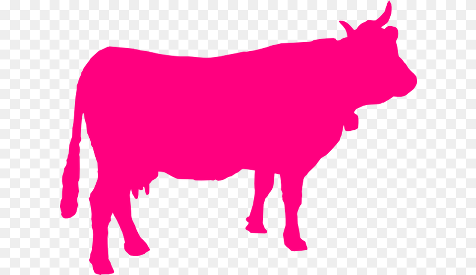Background Clipart Pink Cow Silhouette, Animal, Bull, Mammal, Cattle Free Transparent Png