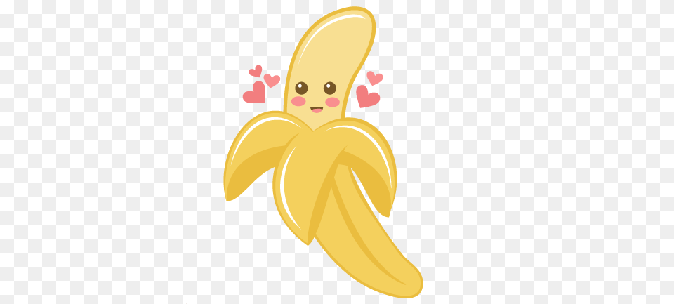 Transparent Background Cute Banana Clipart Cute Banana Animated, Food, Fruit, Plant, Produce Free Png