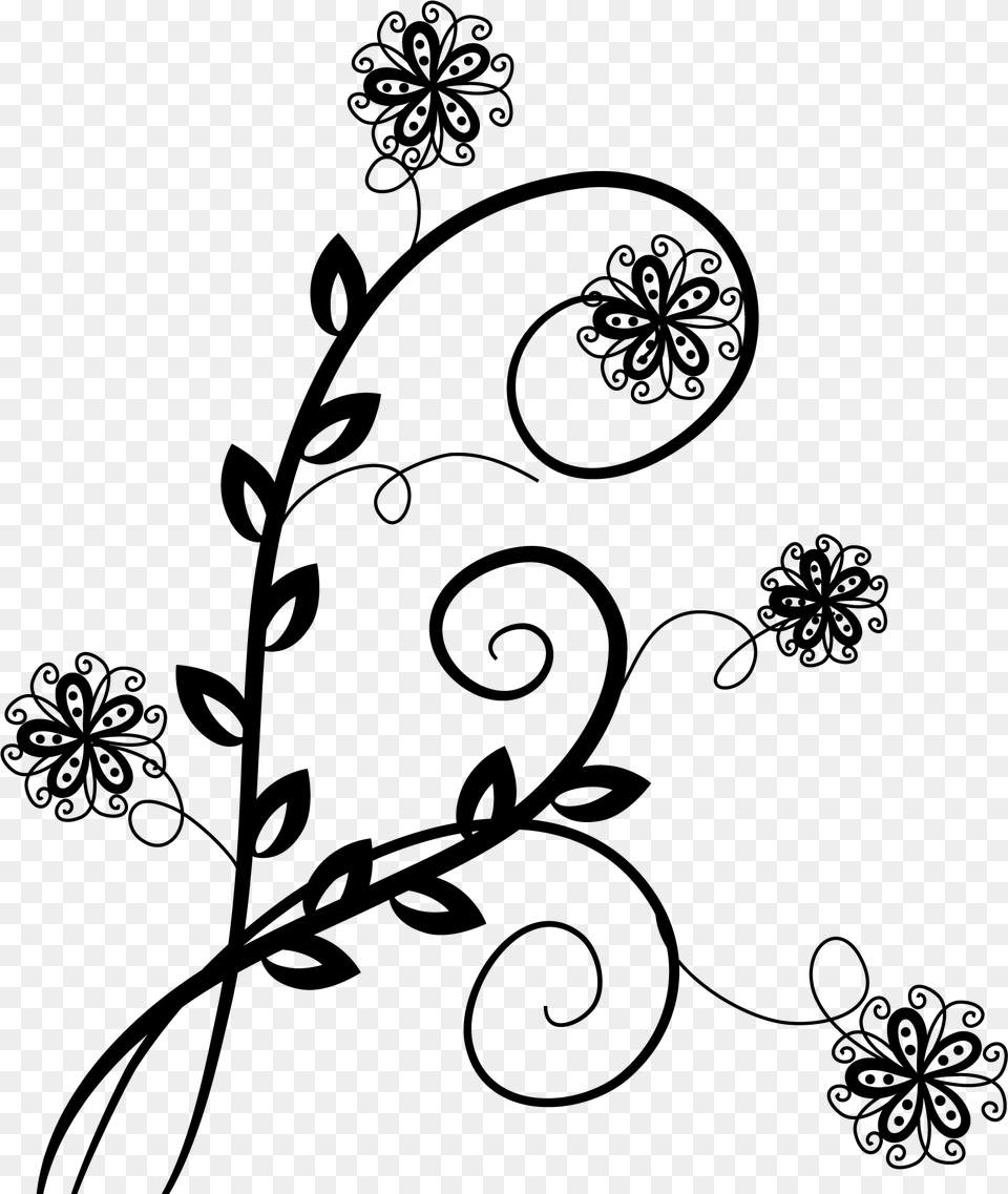Background Flowers Black, Gray Free Transparent Png