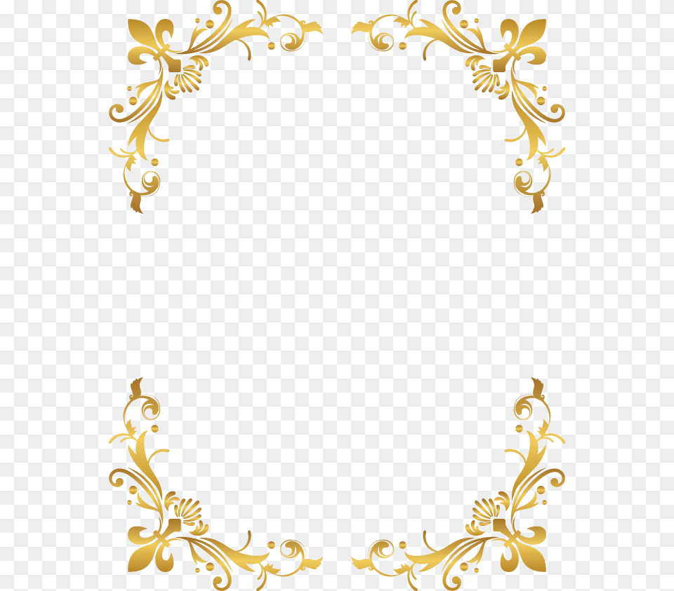 Transparent Background Gold Corner Border, Art, Floral Design, Graphics, Pattern Png