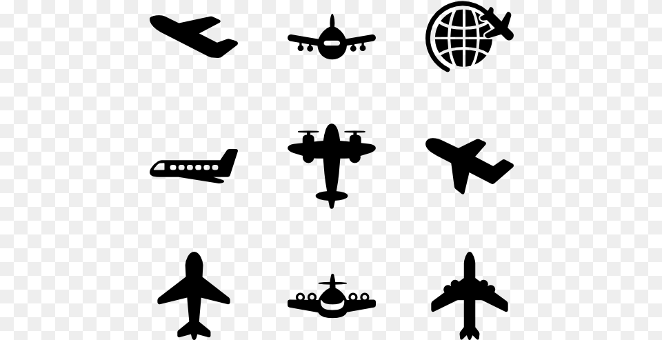 Transparent Background Plane Icon, Gray Png