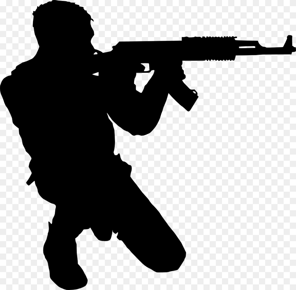 Background Soldier Silhouette, Firearm, Weapon, Adult, Gun Free Transparent Png