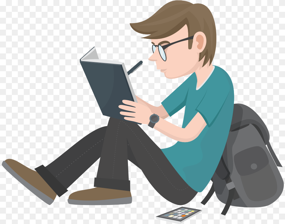 Transparent Background Writer, Person, Reading, Sitting, Face Png Image