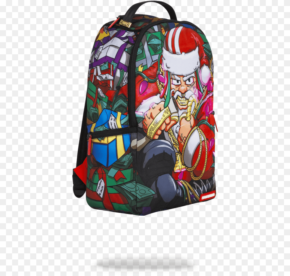 Transparent Bad Santa Clipart Sprayground Backpack Santa, Bag, Baby, Person, Face Free Png Download