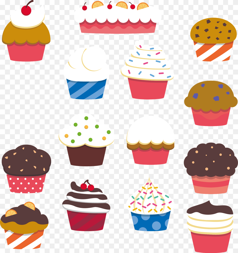 Transparent Bakery Cake Clipart Cute Cupcakes Pic Cartoon, Cream, Cupcake, Dessert, Food Free Png Download