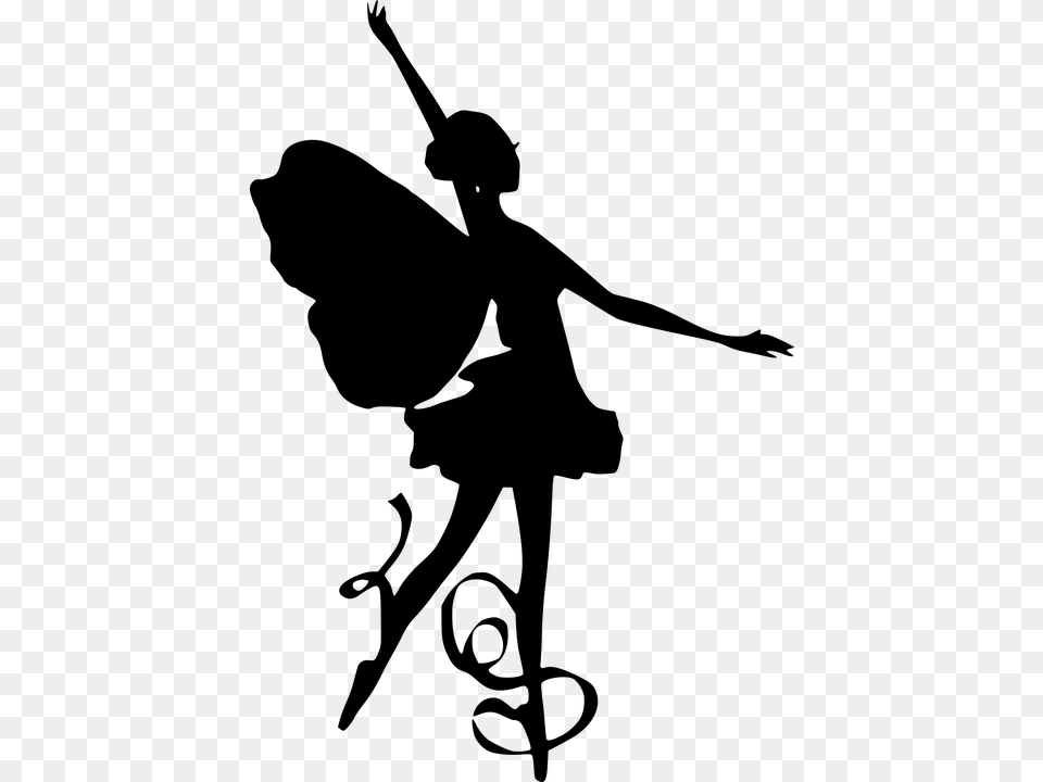 Transparent Ballet Dancer Silhouette Butterfly And Ballerina Silhouette, Gray Png
