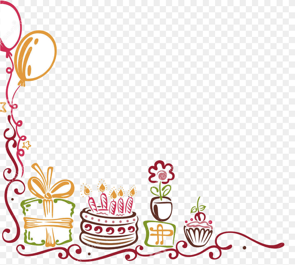 Transparent Balloon Borders Clipart Happy Birthday Border, People, Person, Birthday Cake, Cake Png Image