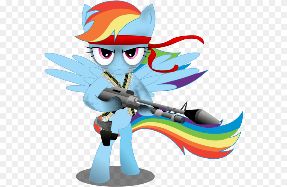 Transparent Bandana Rambo Clipart Transparent Stock Rainbow Dash Guns, Art, Graphics, Baby, Person Png Image