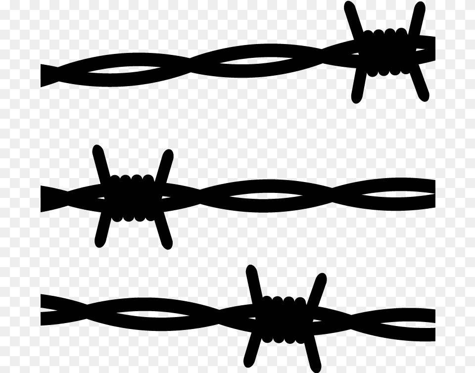 Transparent Barb Wire Fence, Gray Free Png
