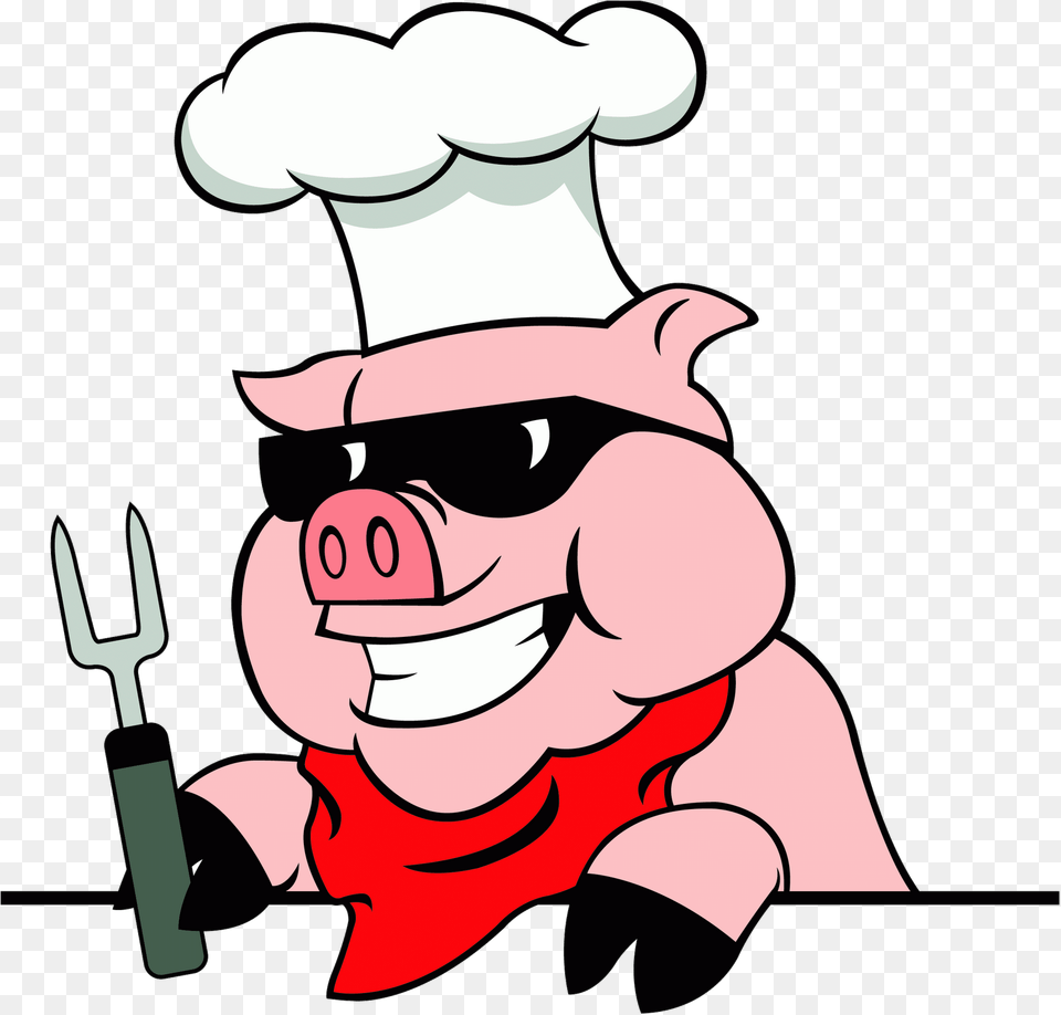 Transparent Barbecue Pig Pig With Chef Hat, Cutlery, Cartoon, Fork, Baby Free Png Download