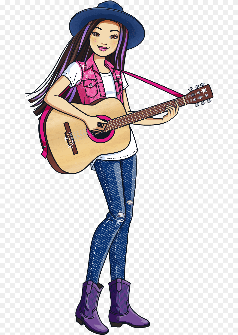 Barbie Silhouette Barbie With Guitar, Musical Instrument, Adult, Person, Woman Free Transparent Png