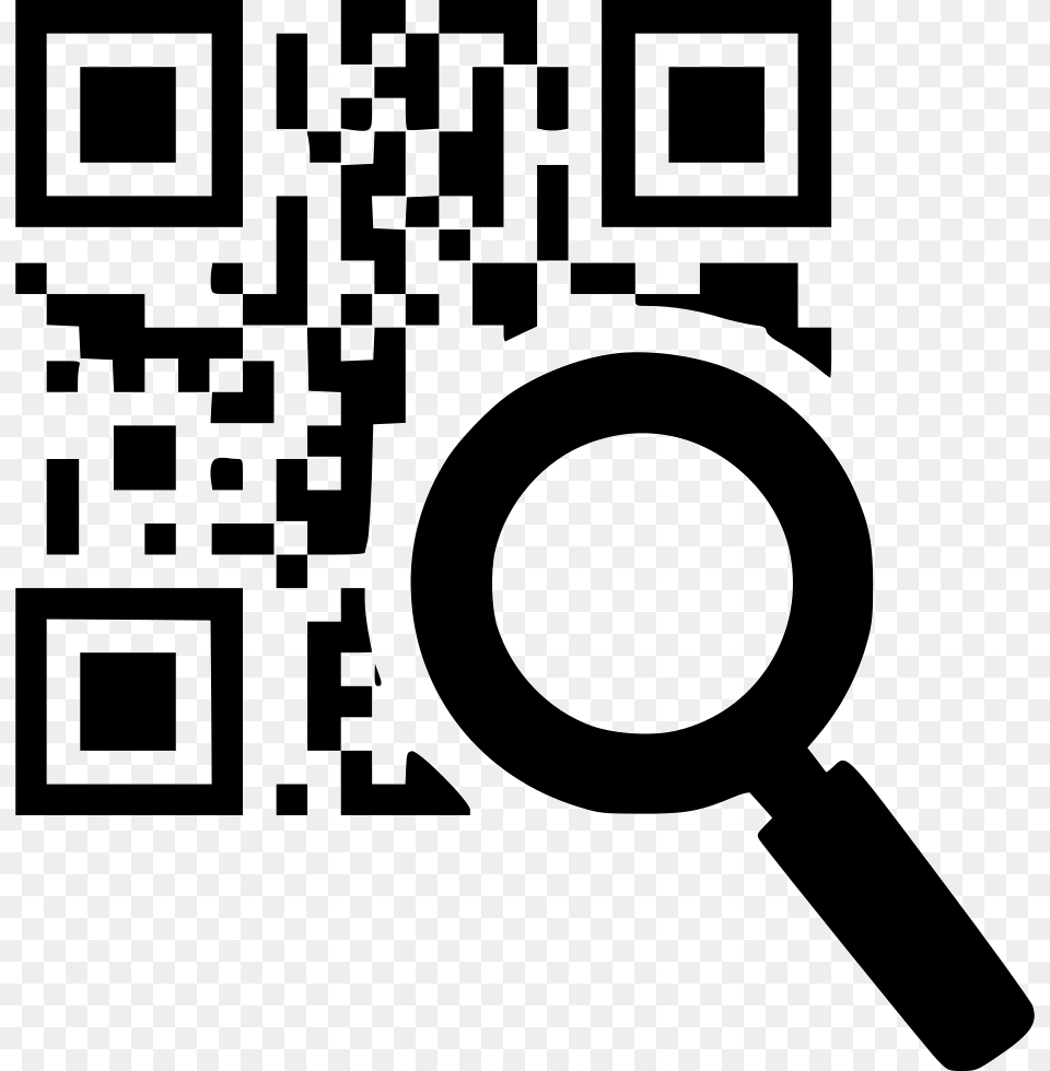 Transparent Barcode Clipart Qr Code Icon, Stencil, Magnifying, Qr Code Png Image