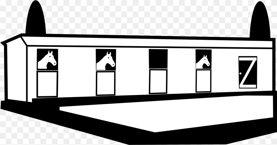 Transparent Barn Clipart Horse Stable Black And White Clipart, Scoreboard, Indoors, Animal, Mammal Png Image