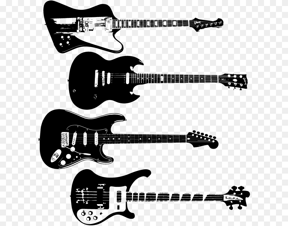 Transparent Bass Silhouette Clipart Electric Guitar Silhouette, Musical Instrument Png