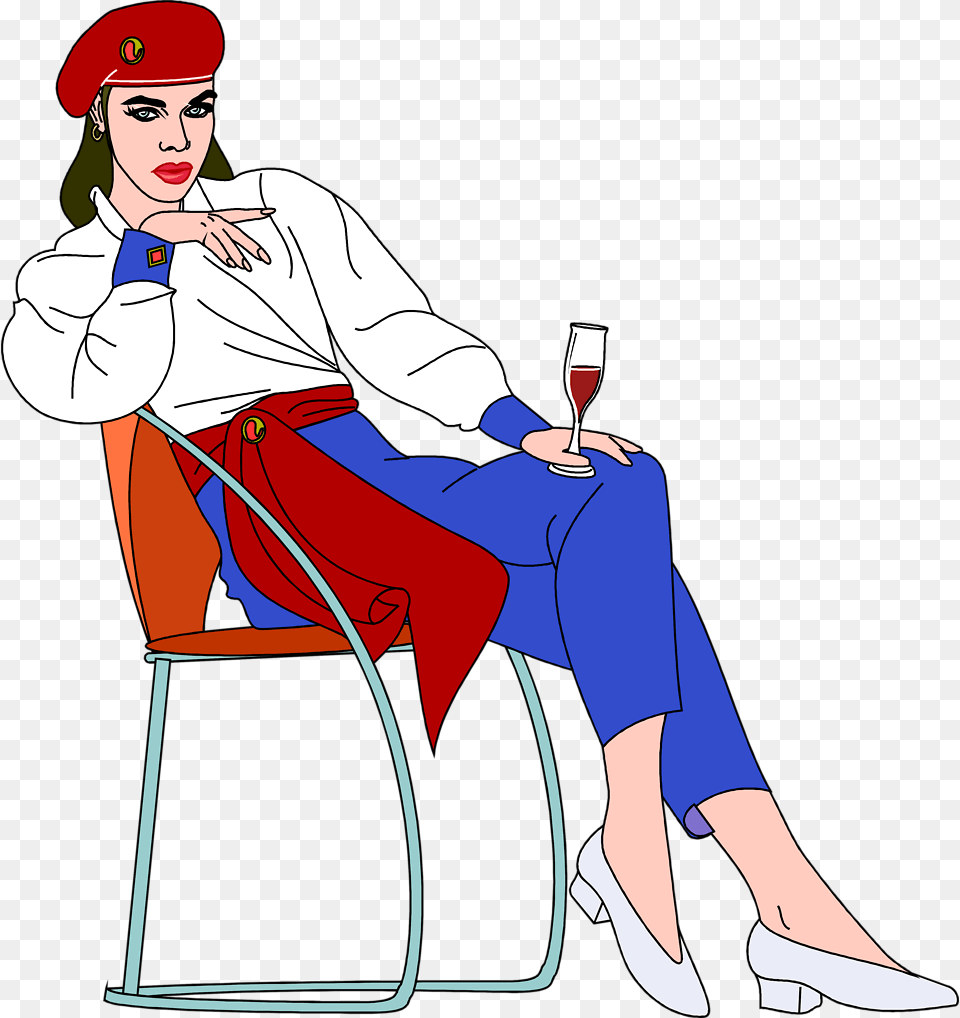 Transparent Beautiful Woman Woman Sitting On Chair Drinking, Adult, Shoe, Person, Footwear Png Image