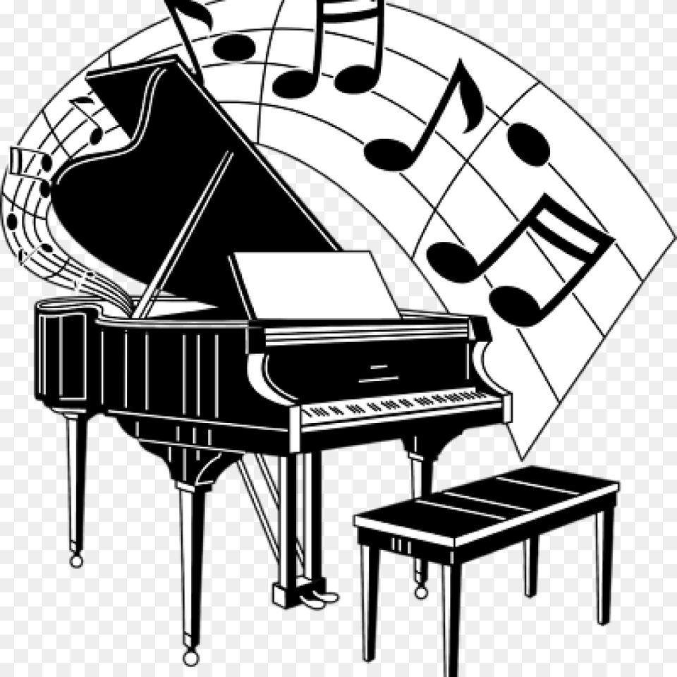 Transparent Bee Clipart Black And White Piano Clip Art, Grand Piano, Keyboard, Musical Instrument Png Image