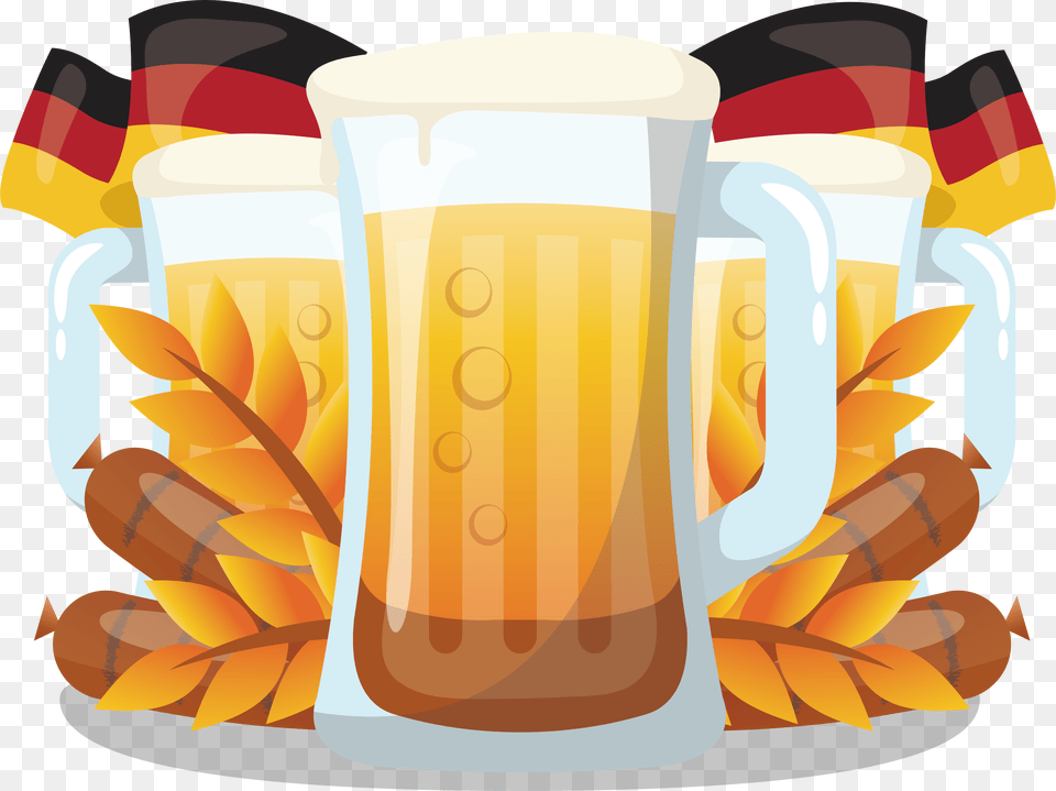 Transparent Beer Vector Beer Mugs Oktoberfest Vector, Alcohol, Beverage, Cup, Glass Free Png Download