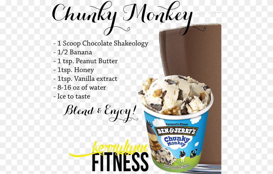 Transparent Ben And Jerry S Shakeology Chunky Monkey, Cream, Dessert, Food, Ice Cream Png