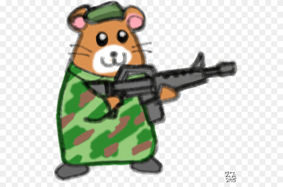 Transparent Beret Clipart Animal Holding A Gun Drawing, Firearm, Rifle, Weapon, Baby Free Png Download