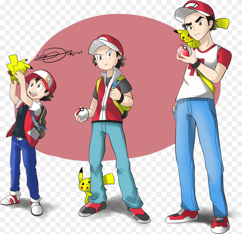 Transparent Big And Small Clipart Pokemon Masters Trainer Red, Book, Comics, Publication, Clothing Png