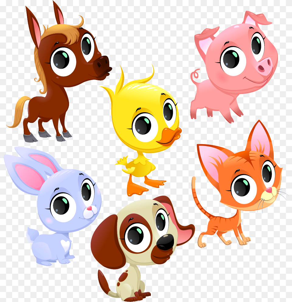 Transparent Big Eyes Clipart Baby Farm Animal Cartoon, Person Free Png Download