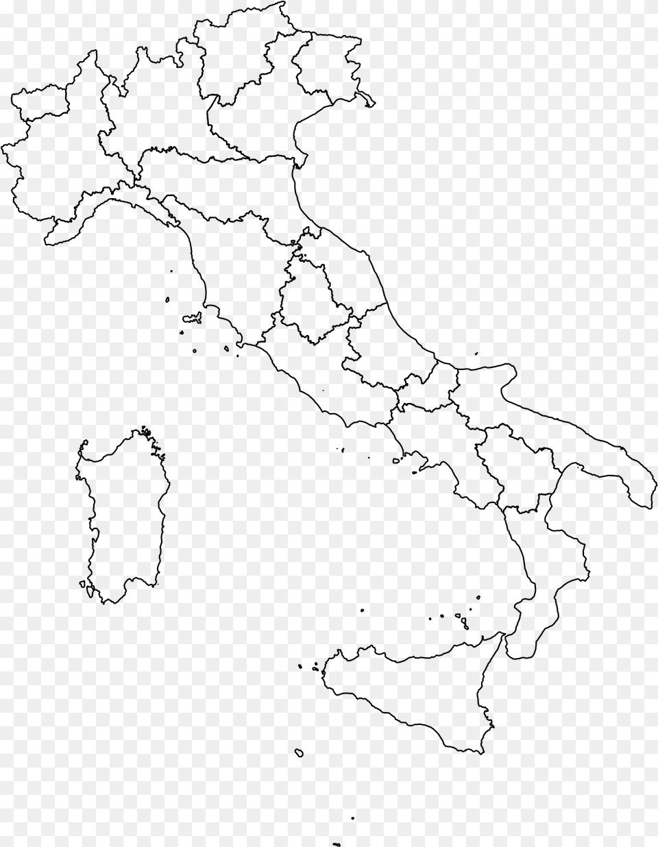 Transparent Big Rig Clipart Italy Map Outline Regions, Gray Free Png Download