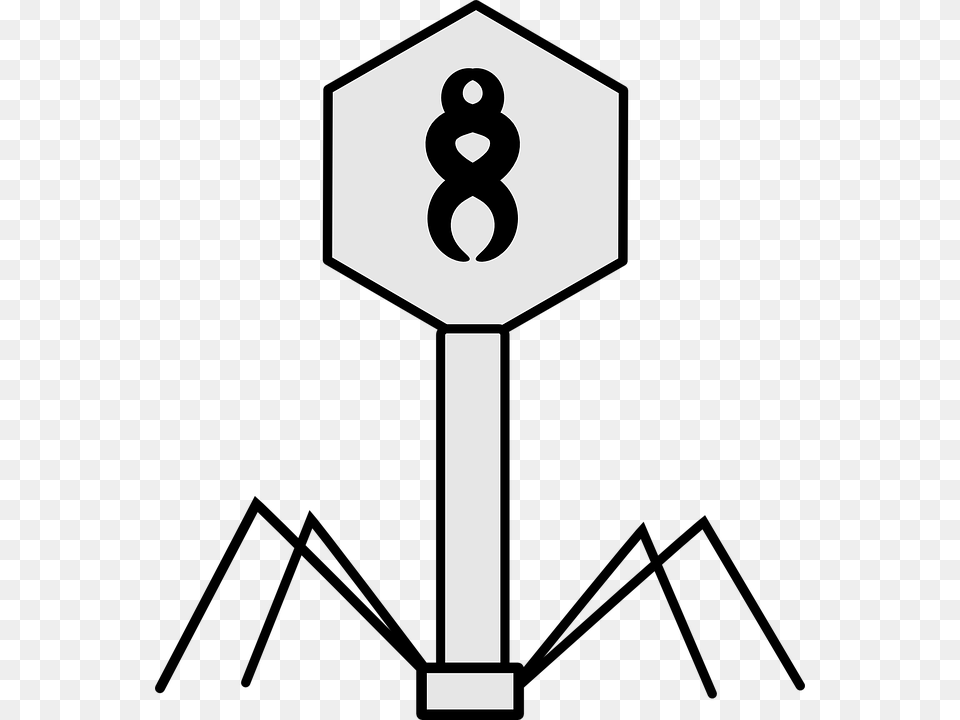 Transparent Biology Clipart Virus Black And White, Sign, Symbol, Road Sign, Cross Free Png Download