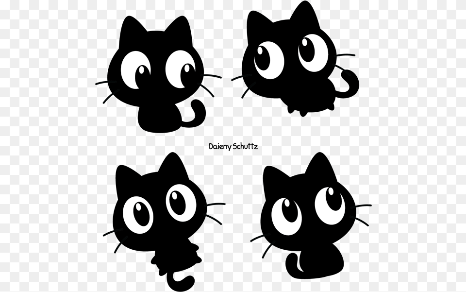 Black And White Cat Black Cat Chibi, Text, Animal, Mammal, Pet Free Transparent Png