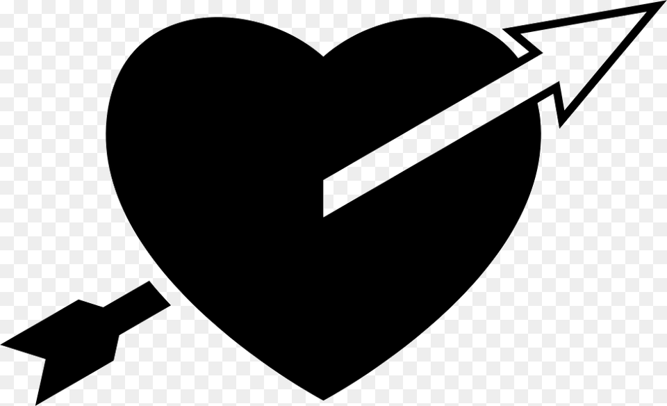 Transparent Black And White Heart Arrow Clipart, Stencil Free Png Download