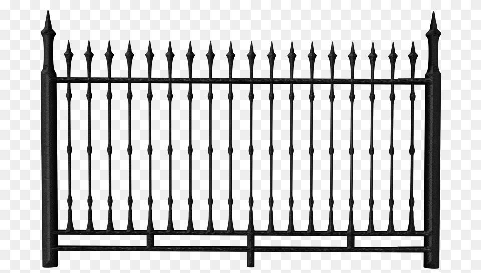 Transparent Black Iron Fence, Gate Png