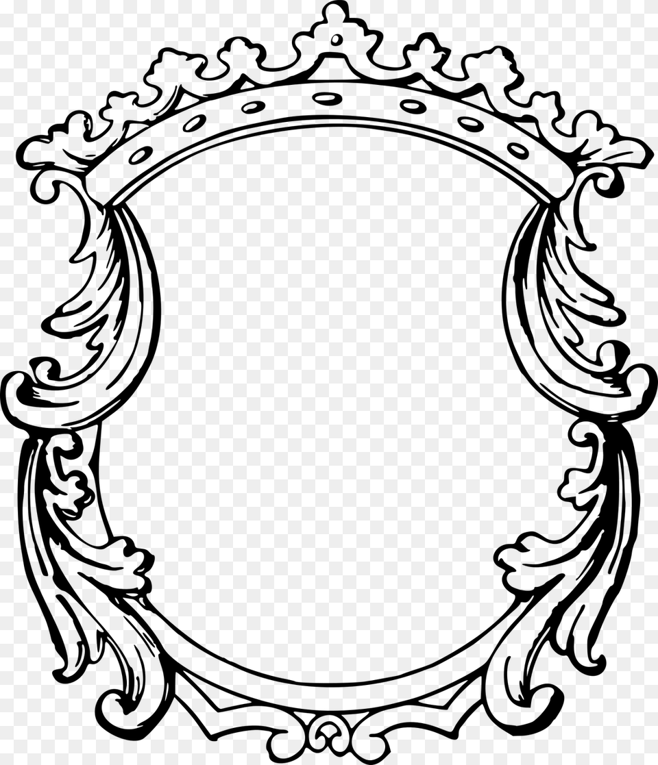Transparent Black Oval Frame Border Crown, Gray Free Png