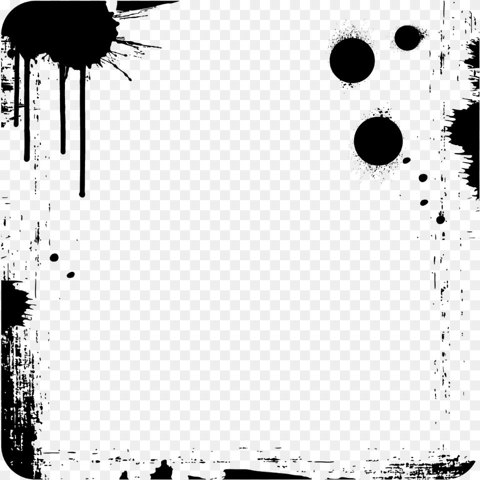 Transparent Black Paint Drip Border Ink, Gray Png Image