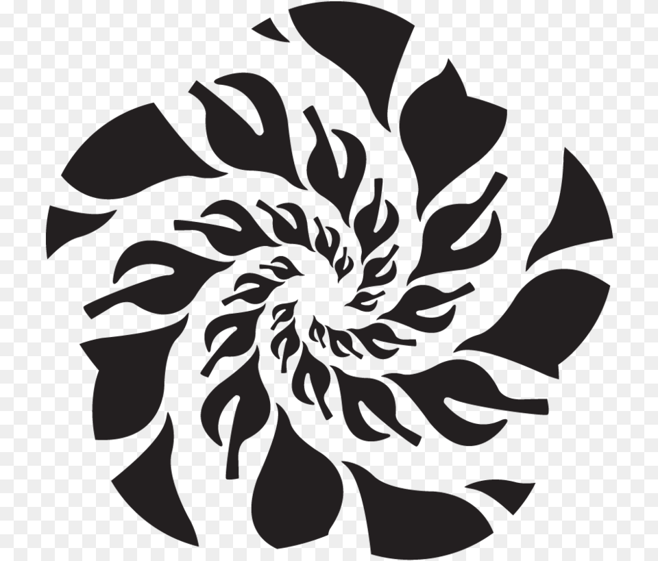 Black Stencil, Dahlia, Flower, Plant, Spiral Free Transparent Png