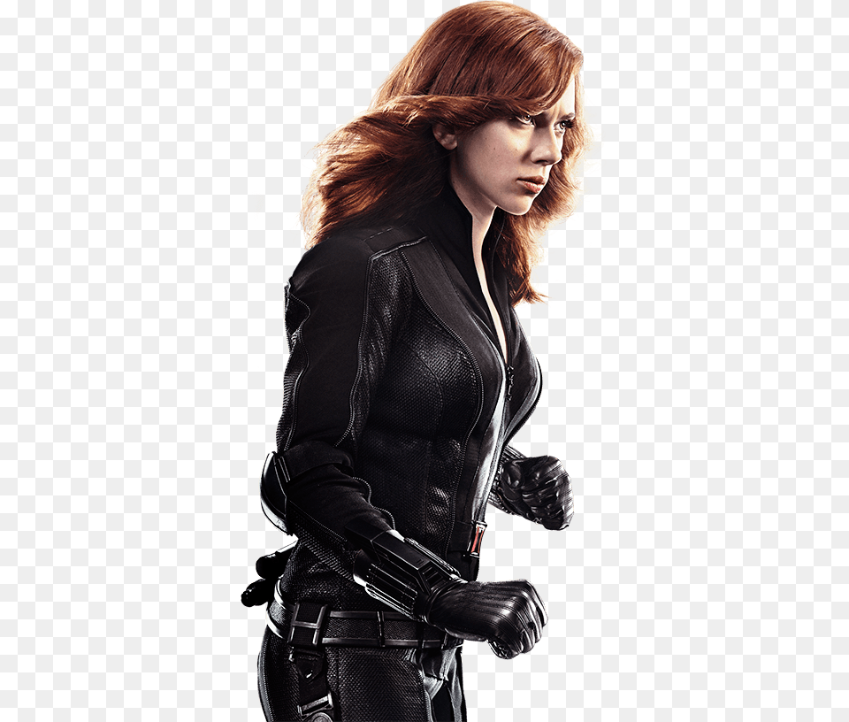 Transparent Black Widow Comic Civil War Scarlett Johansson Black Widow, Woman, Jacket, Person, Glove Png Image