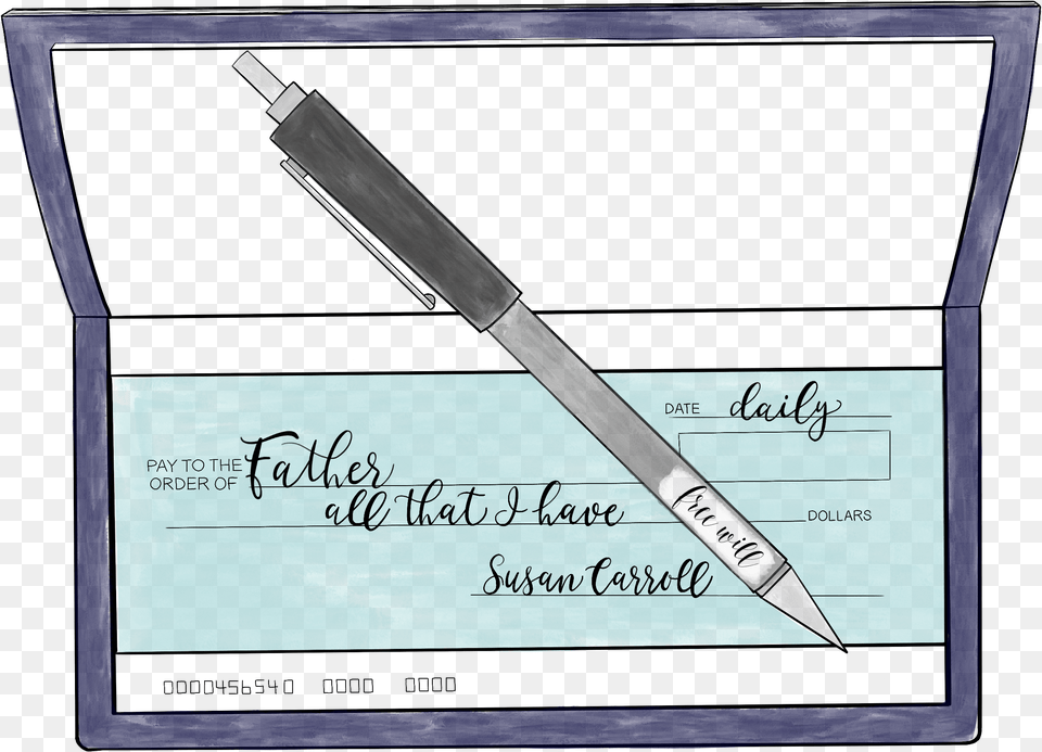 Transparent Blank Check Writing, Pen, Blade, Dagger, Knife Free Png Download