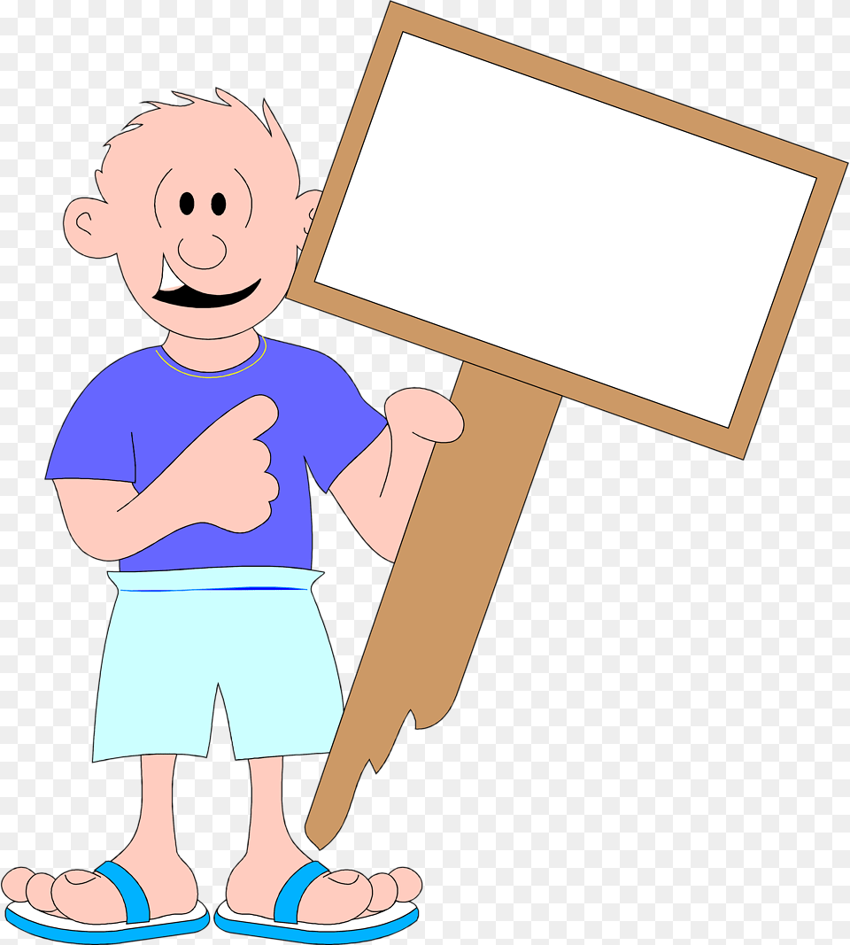 Transparent Blank Sign Clipart Transparent Man Holding A Sign, Baby, Person, Head, White Board Free Png
