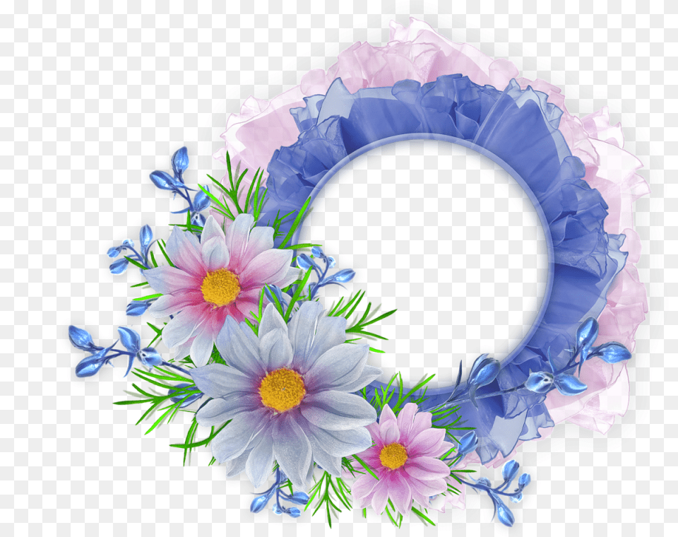 Transparent Blue Flower Border Beautiful Flowers Frame, Anemone, Flower Arrangement, Plant, Daisy Free Png