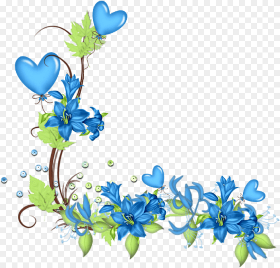 Transparent Blue Flower Border Blue Flower Border Design, Art, Floral Design, Graphics, Pattern Png