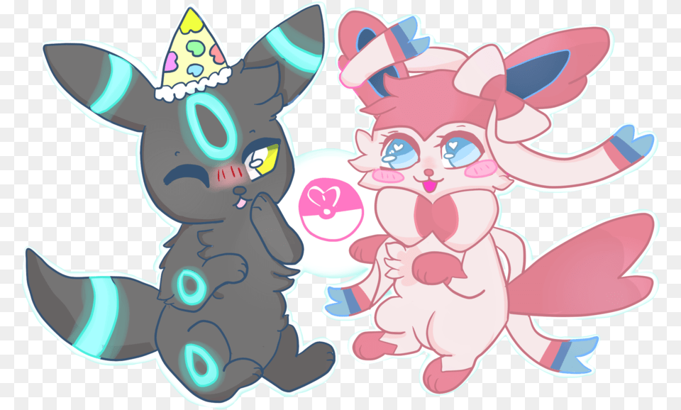 Transparent Blushing Sylveon And Shiny Umbreon Love, Clothing, Hat, Baby, Person Free Png